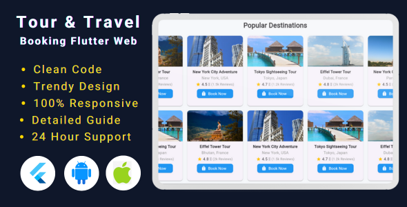 Tour and Travel Booking Website with Flutter Web Template