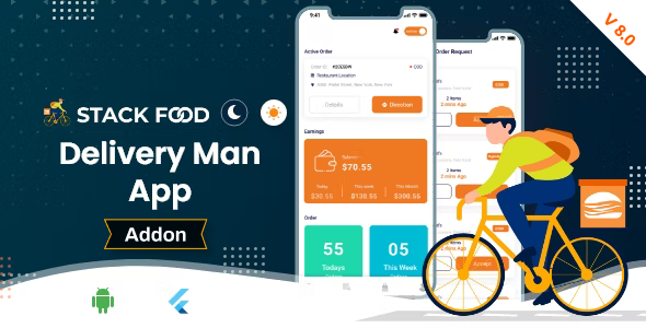 Stack Food Multi Restaurant - Food Ordering Delivery Man App