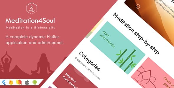 Meditation4Soul - Flutter Meditation app for Android and IOS with Admin Panel | Music