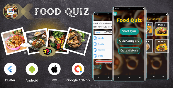 Flutter Food Quiz App for Android and iOS with AdMob