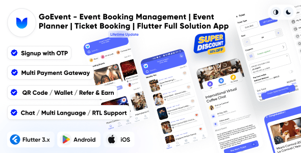 GoEvent - Event Booking Management | Event Planner | Ticket Booking | Flutter Full Solution