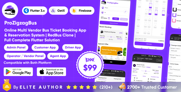 ProZigzagBus Online Multi Vendor Bus Ticket Booking App Reservation System Solution
