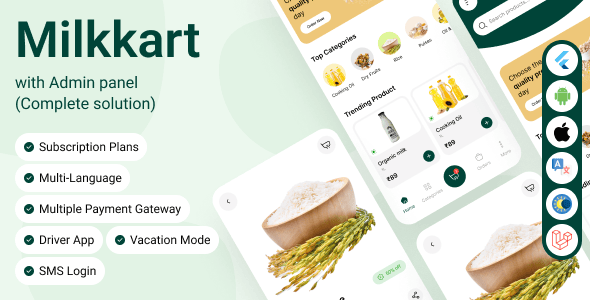 Milkkart Milk Subscription and Delivery eCommerce Flutter Mobile App