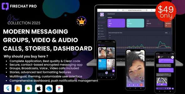 FireChat Pro - Flutter Modern Messaging - Group Chat - Video Calls - Voice Calls - Complete