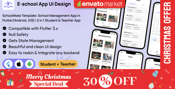SchoolMate Template: School Management App in Flutter(Android, iOS) | 2 in 1 Student & Teacher