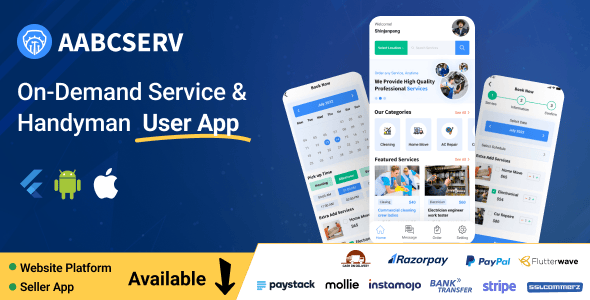 Aabcserv - Multivendor On-Demand Service & Handyman Marketplace Flutter User