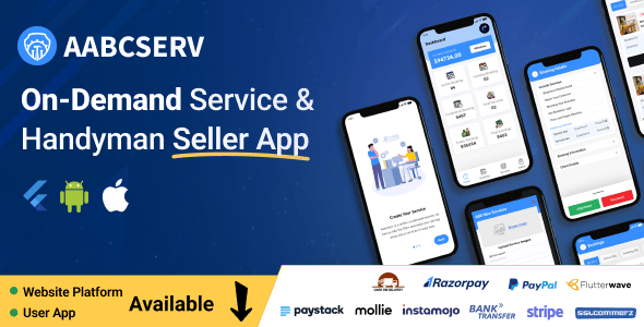 Aabcserv - Multivendor On-Demand Service & Handyman Marketplace Flutter Seller