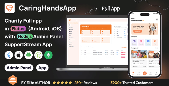 CaringHandsApp: Charity Full App in Flutter with Node,js Backend | SupportStream