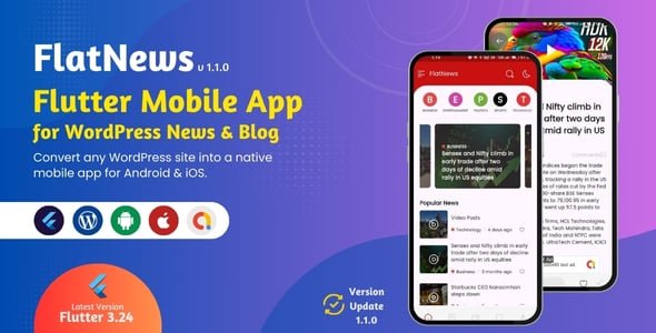 FlatNews Flutter Mobile App for WordPress News & Blog