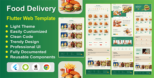 Restaurant Food Delivery Flutter Website Template