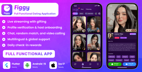 Figgy – Live Streaming, Video Call, Chat, Host & Agency Panel | Flutter iOS & Android Script