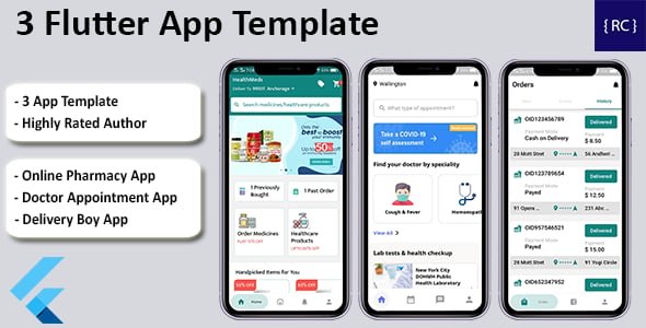 Doctor Appointment Booking App + Online Pharmacy App + Delivery Boy App Template