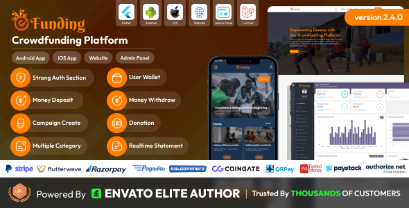 eFunding - Crowdfunding Platform Android and iOS App | Website | Admin Panel