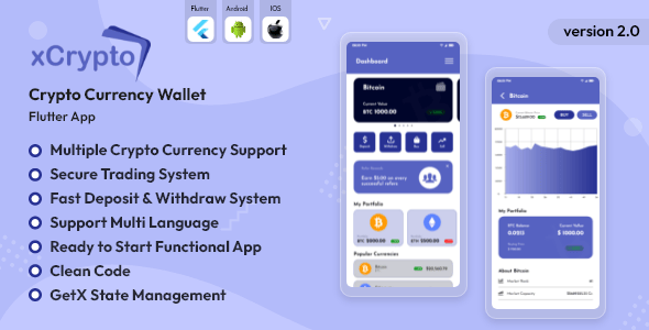 xCrypto - Crypto Currency Wallet Flutter App