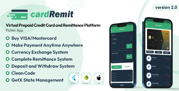 cardRemit - Virtual Prepaid Card and Remittance Platform Flutter App