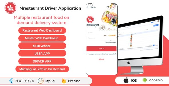 Multiple Restaurant System Delivery App Multivendor Swiggy Zomato Driver Food