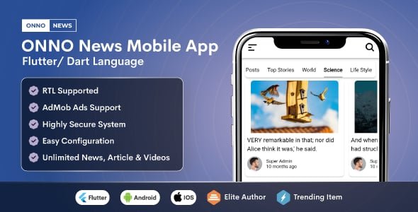 ONNO Flutter News and Magazine App Template