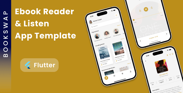 Ebooks Reader and Audiobooks Listen App Template in Flutter | BookSwap