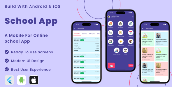 Schoolexpress App - Online School Management Flutter App | Android | iOS Mobile Template