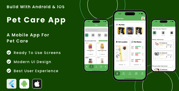 Pet Care App - Flutter Mobile App Template