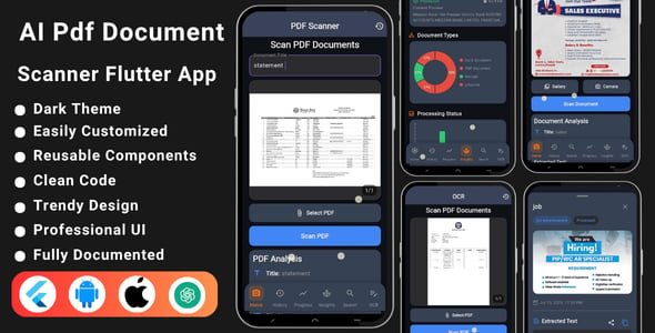AI Document Scanner & OCR Flutter App | PDF Scanner | Text Recognition | Android & iOS