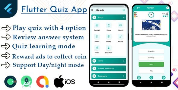 Flutter Quiz App Offline with AdMob Ready to Publish Template