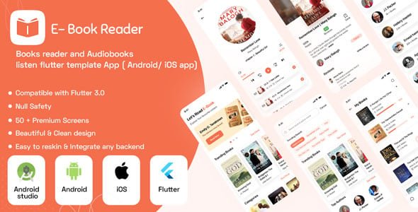 Ebooks reader and Audiobooks listen App template | Flutter (Android, iOS) app template