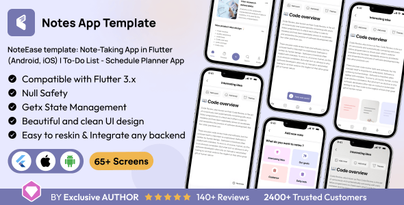 NoteEase template: Note-Taking App in Flutter (Android, iOS) | To-Do List - Schedule Planner