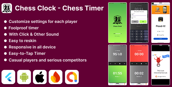 Flutter Chess Clock - Chess Timer, Admob, Firebase