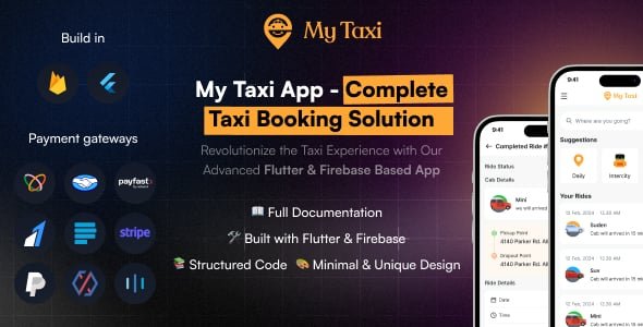 MyTaxi – Complete Flutter Taxi app, Intercity & Parcel & Rental App with admin | Uber Clone