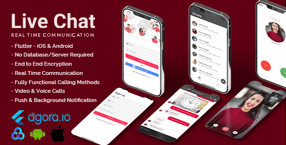 LiveChat - Flutter RealTime Chat App with No Database | Video & Voice Calling | Android & iOS